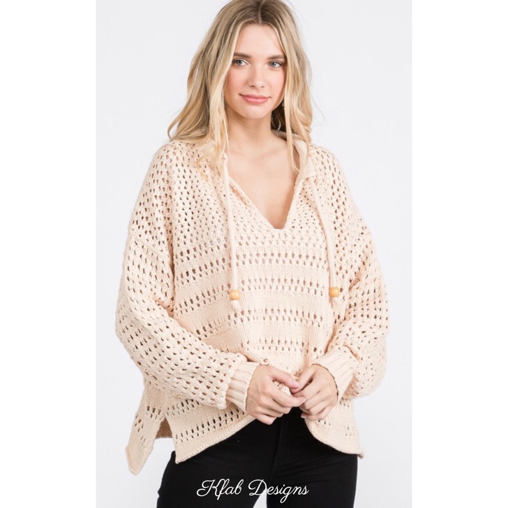 LAST 1! Cream Soft Balloon Sleeve Tie Front Sweater! - Picture 6 of 9